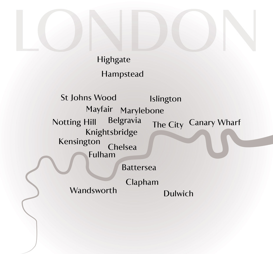 Map of London areas The Buying Agents cover